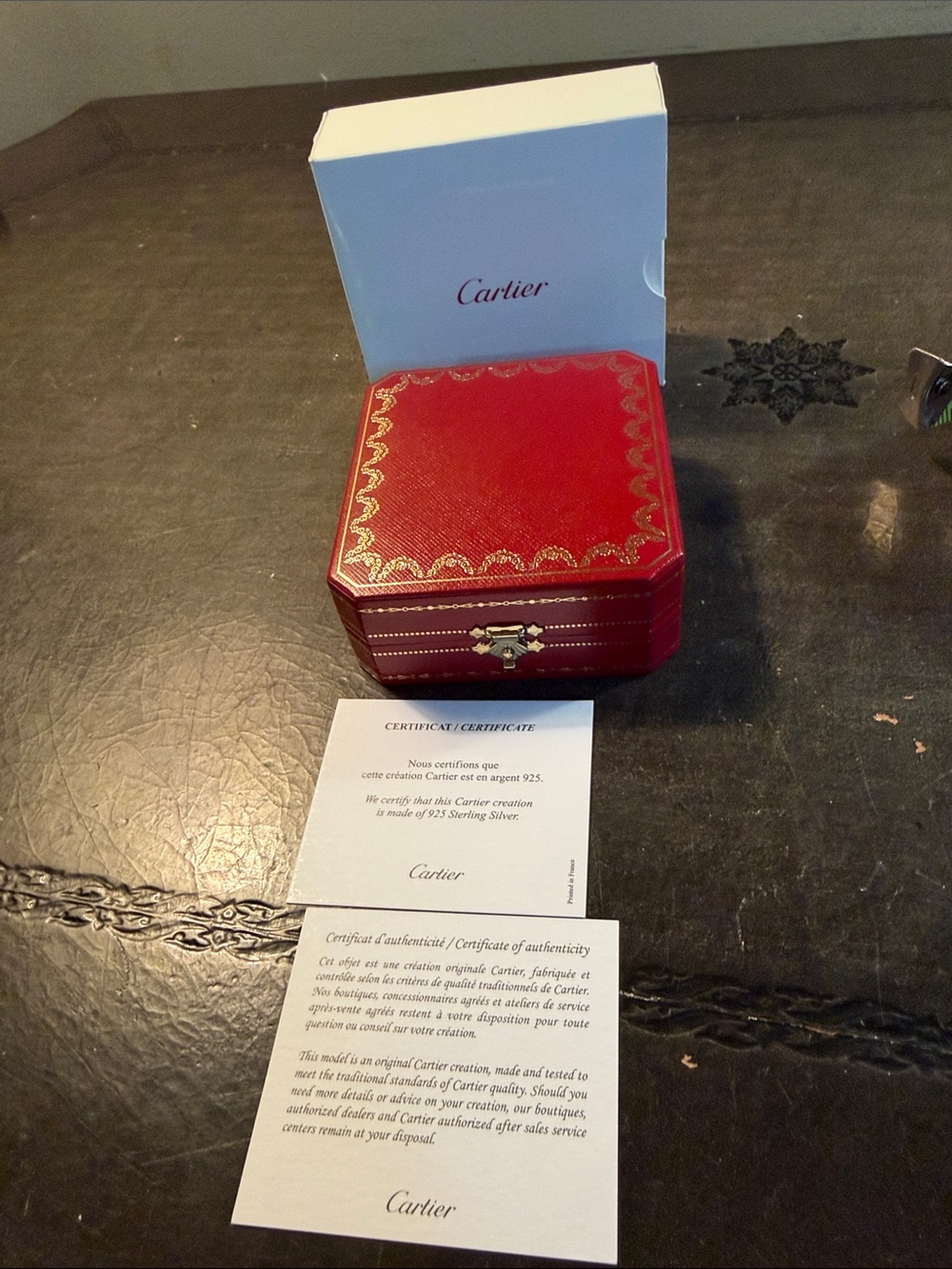 Cartier Jewelry Box and Certificates